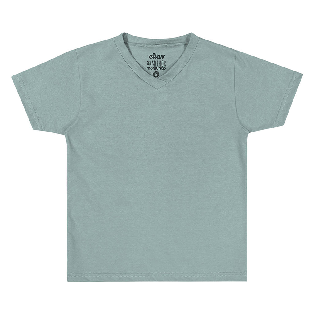 Camiseta Infantil Masculina Lisa Meia Malha Gola V - Elian
