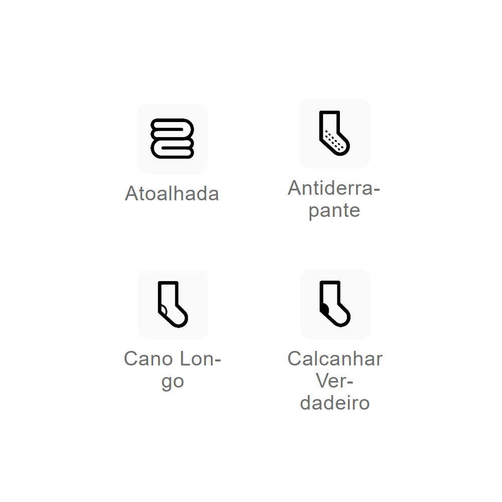 Meia Cano Alto Infantil Atoalhada Antiderrapante - Lupo