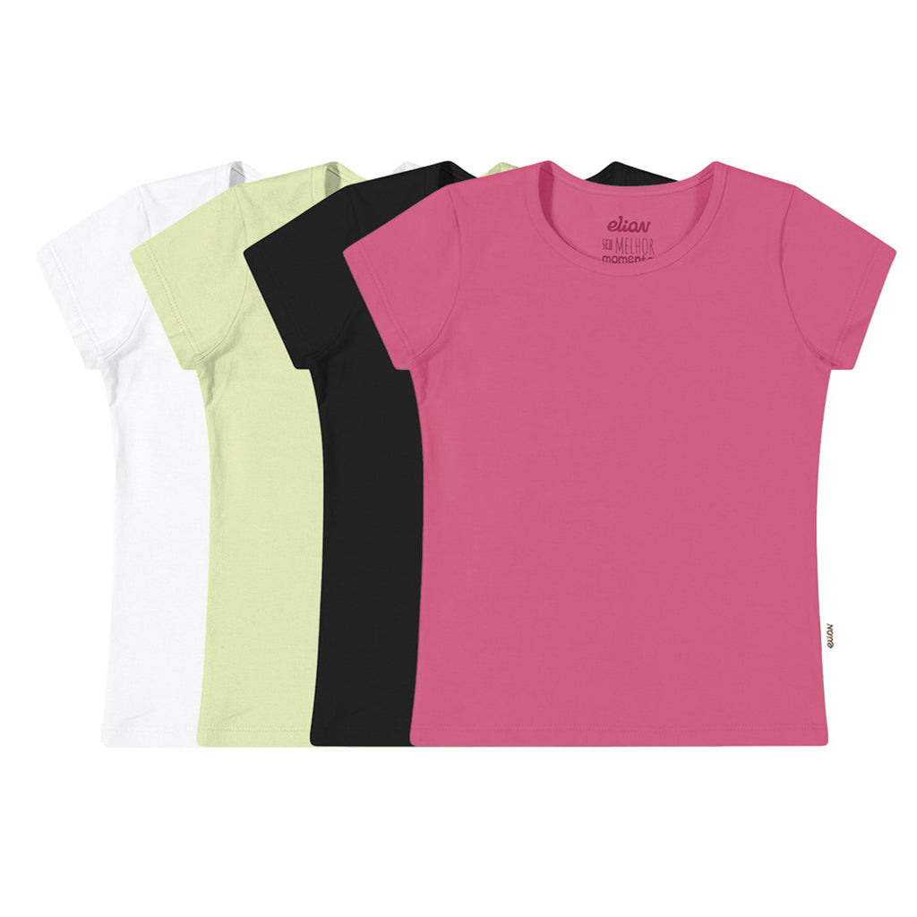 Blusa Infantil Menina Básica Lisa em Cotton Leve - Elian