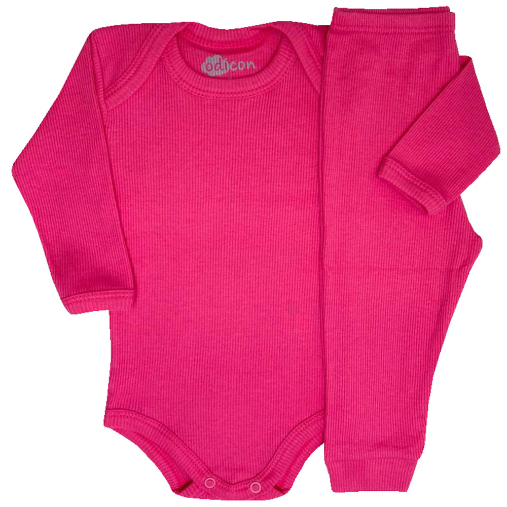 Conjunto Pijama Canelado Bebê Body e Calça - Odicon