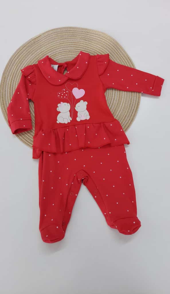 Macacão Bebê Menina em Suedine Ursinhos - Kiko Baby