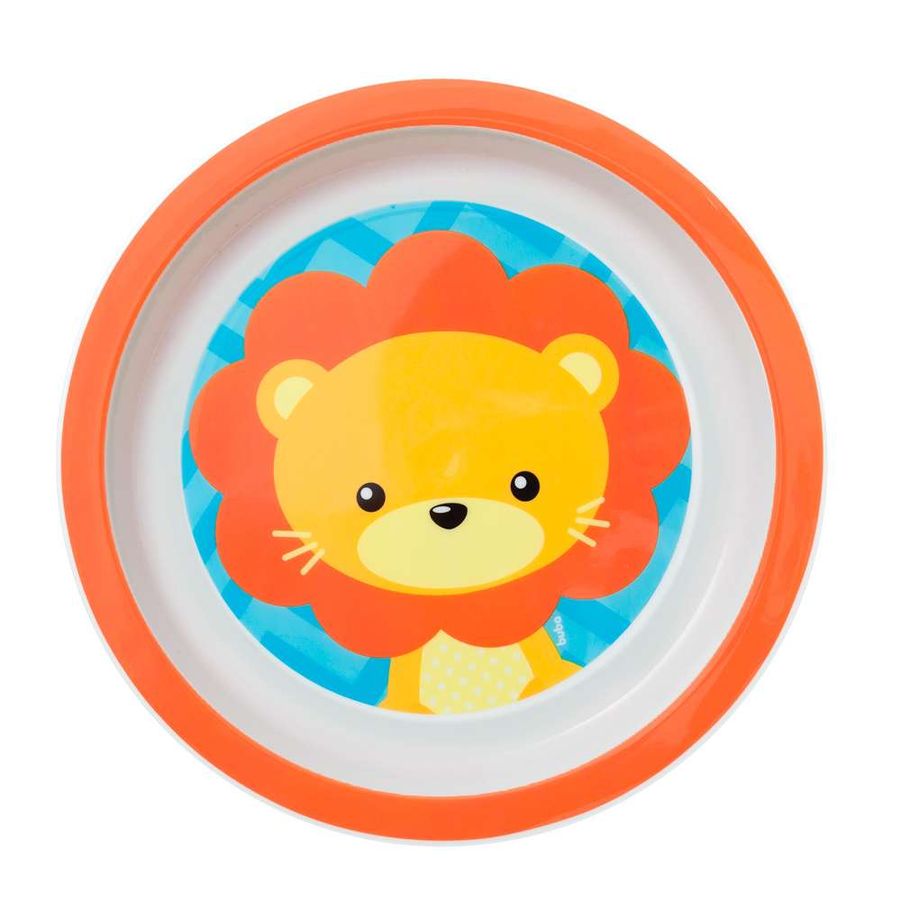 Prato Bebê Infantil Raso Animal Fun Leão - Buba