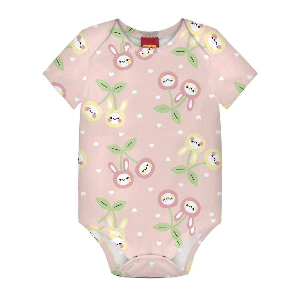 Body Manga Curta Bebê Menina Flores - Kyly