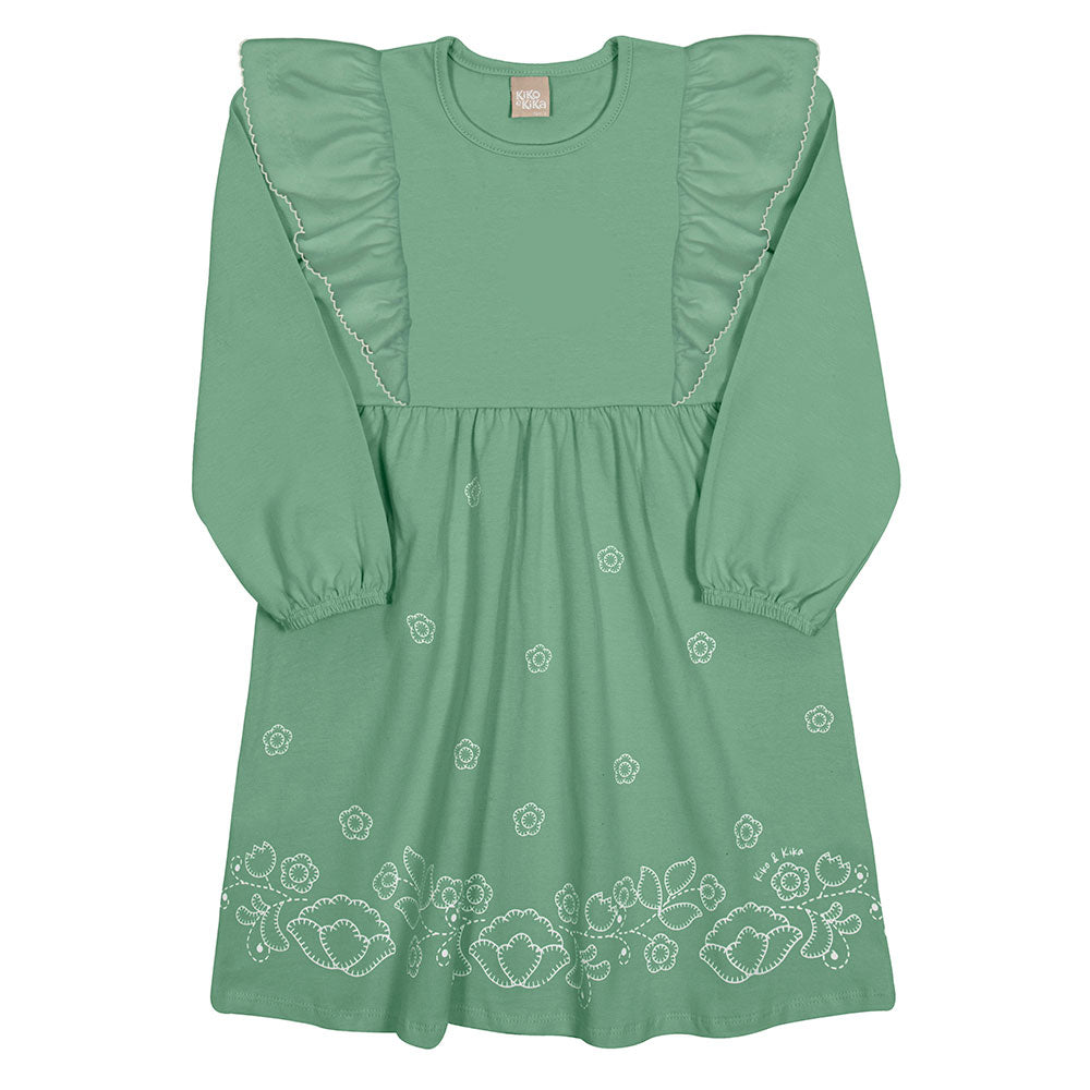 Vestido Infantil Menina Meia Malha Flores - Kiko e Kika
