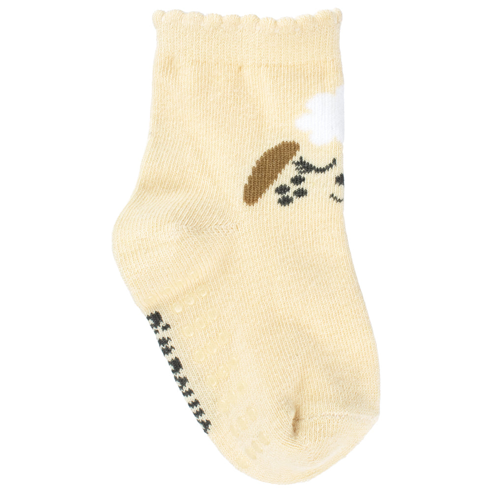 Meia Antiderrapante Bebê Menina 21-25 Bege Ovelha - Pimpolho