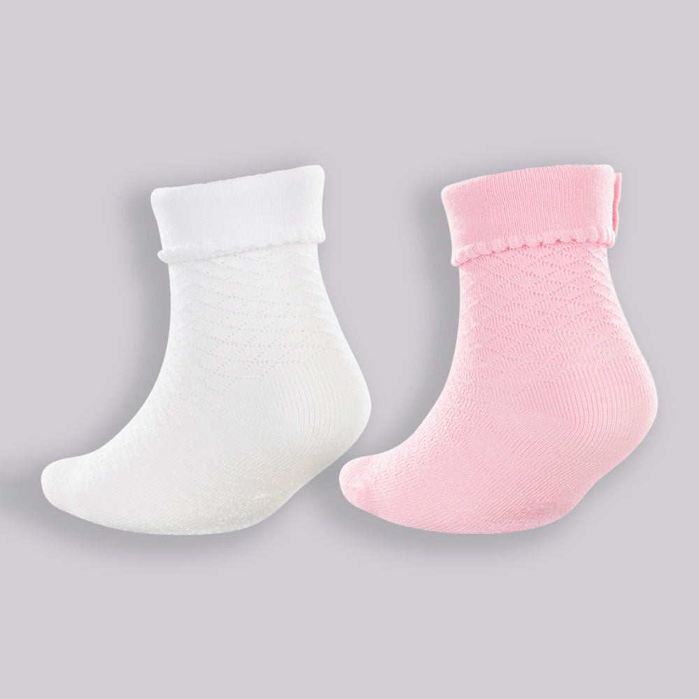 Kit 2 Pares Meia Bebê Menina Punho e Lacinho - Lupo