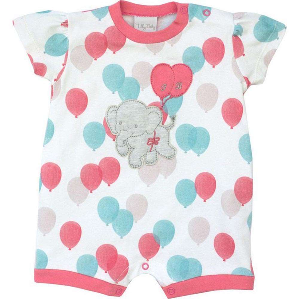 Macaquinho de Suedine Balões Rosa  - Tilly Baby