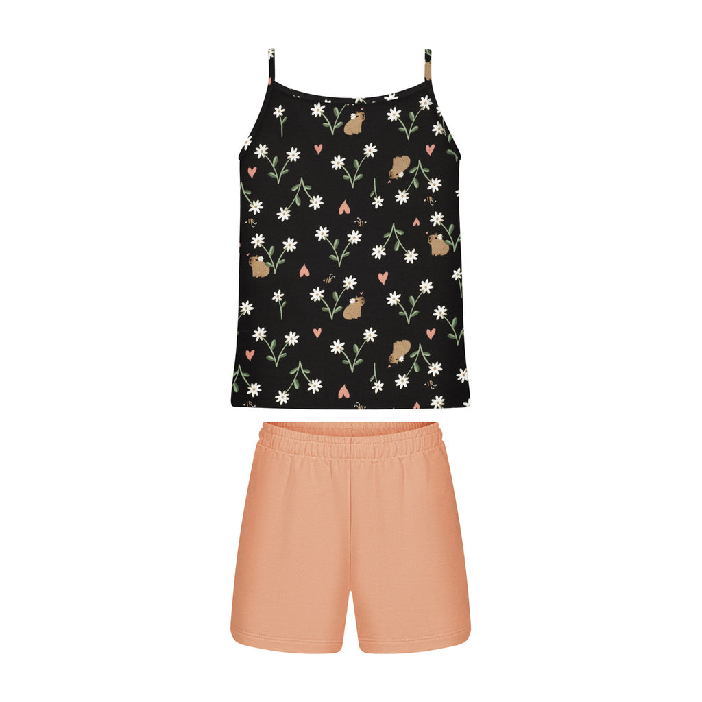 Conjunto Infantil Menina Regata e Short Flores - Alakazoo