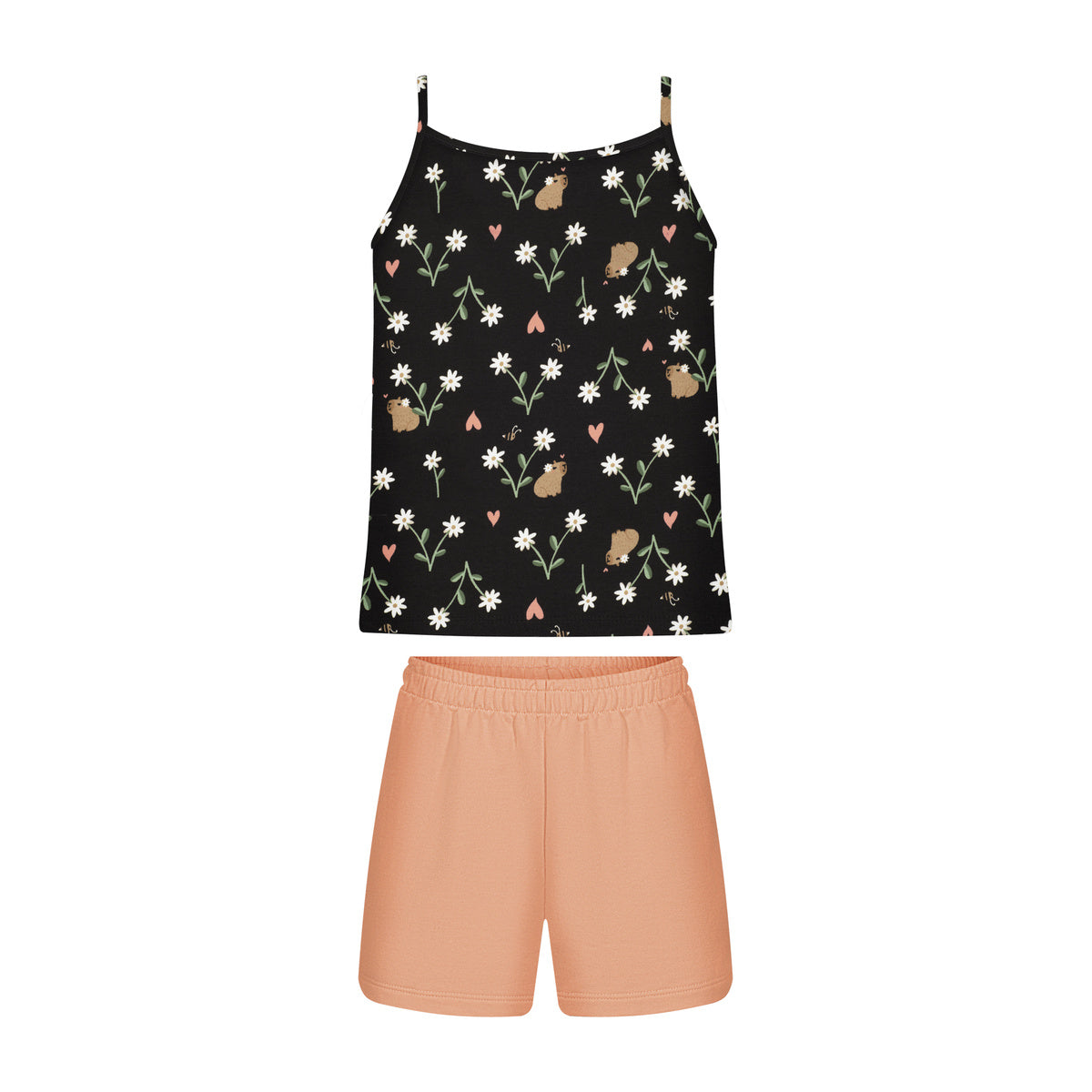 Conjunto Infantil Menina Regata e Short Flores - Alakazoo