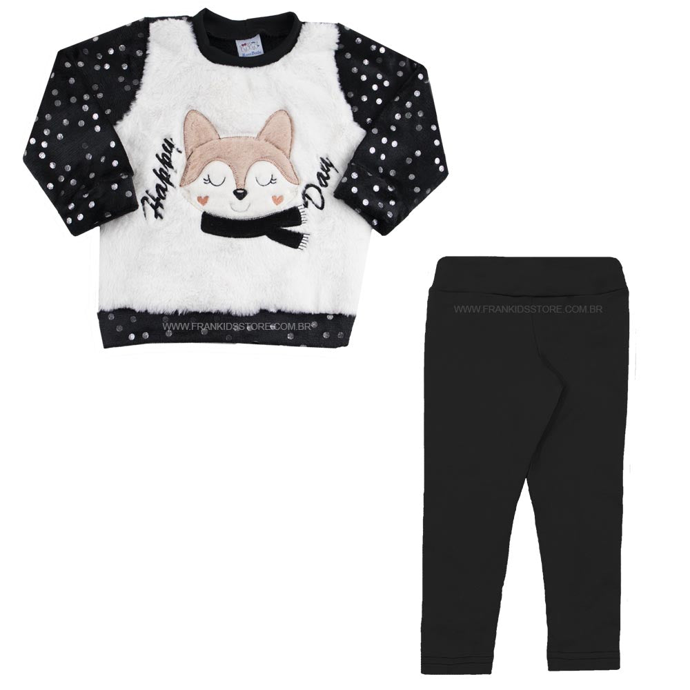 Conjunto Bebê Casaco em Fleece e Legging Térmica - Rosebud