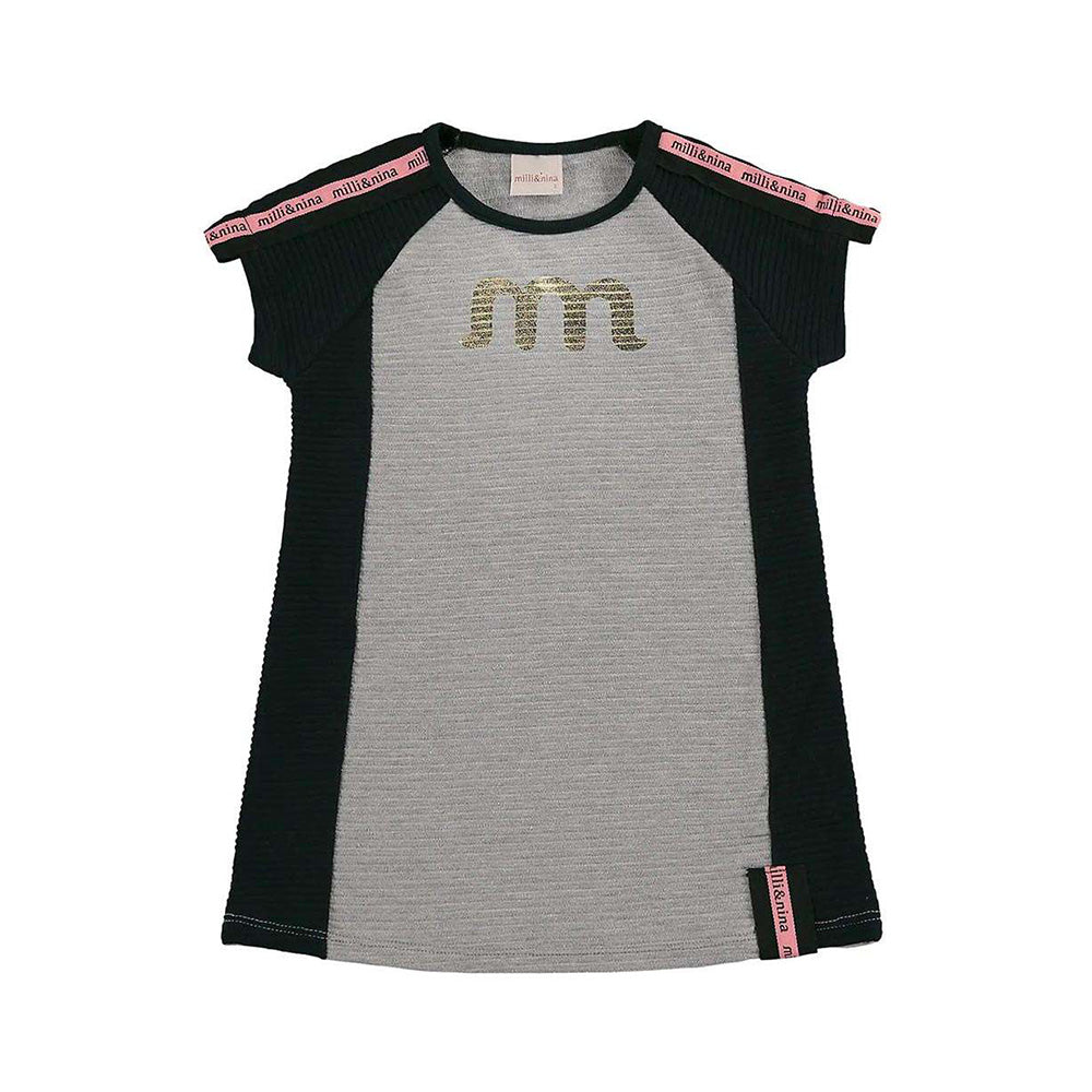 Vestido Infantil Estampa Personalizada Cinza - Milli e Nina
