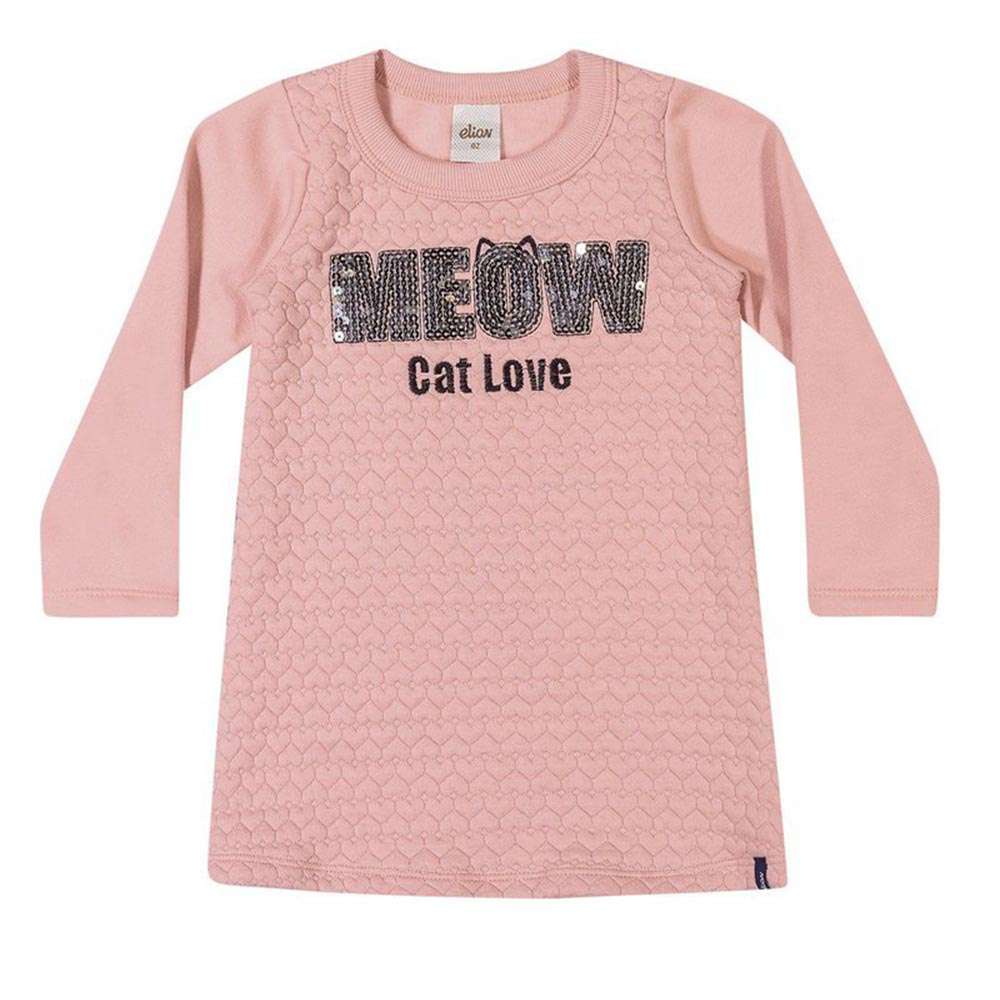 Vestido Infantil em Moletom Peluciado e Matelassê Coração - Elian