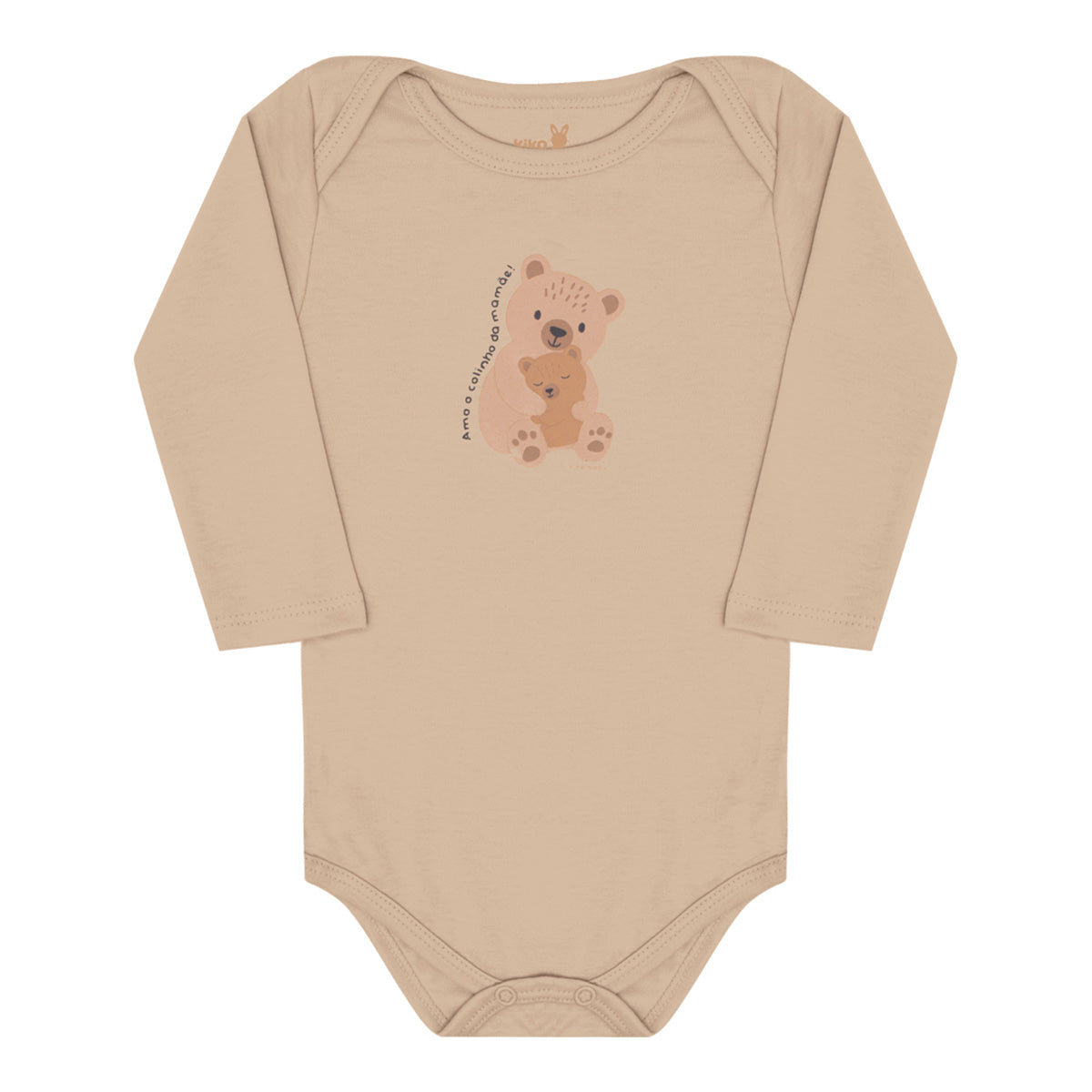 Body Manga Longa Bebê Menino em Suedine Urso - Kiko Baby