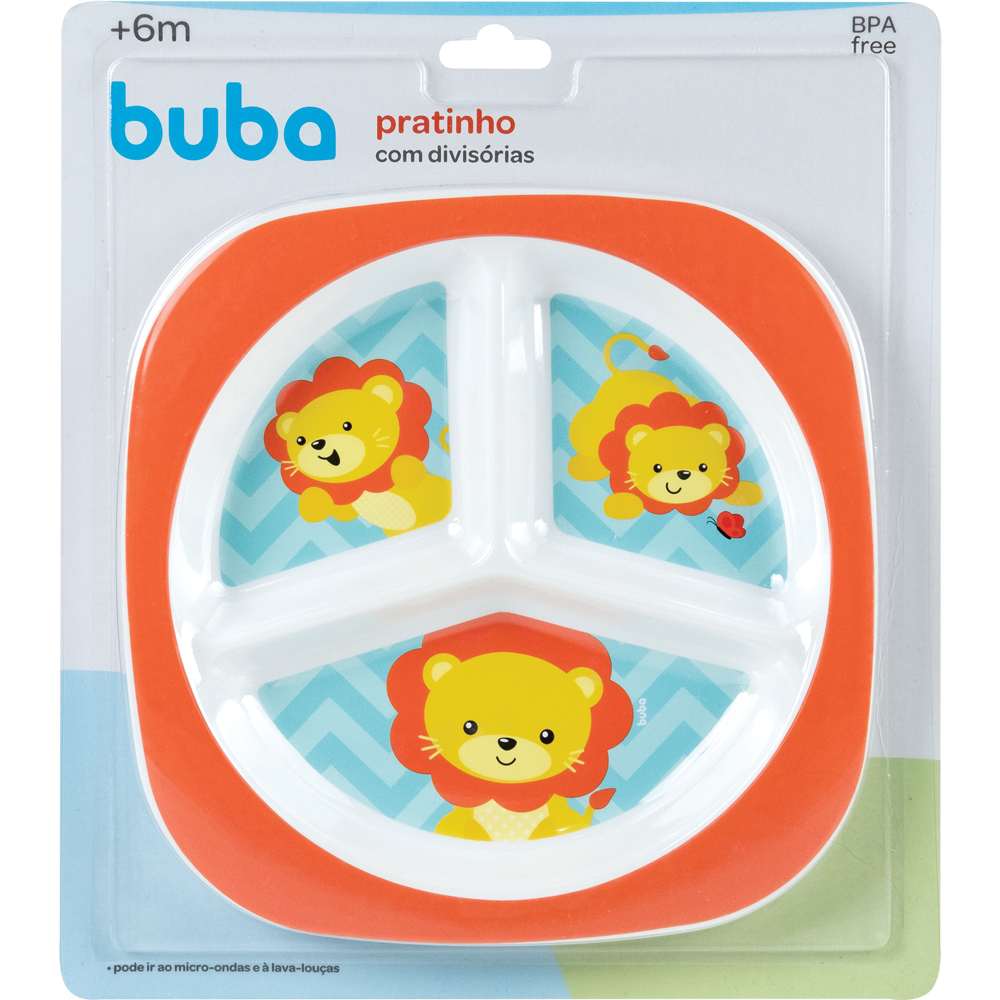 Prato Bebê Infantil Com Divisórias  Leão - Buba