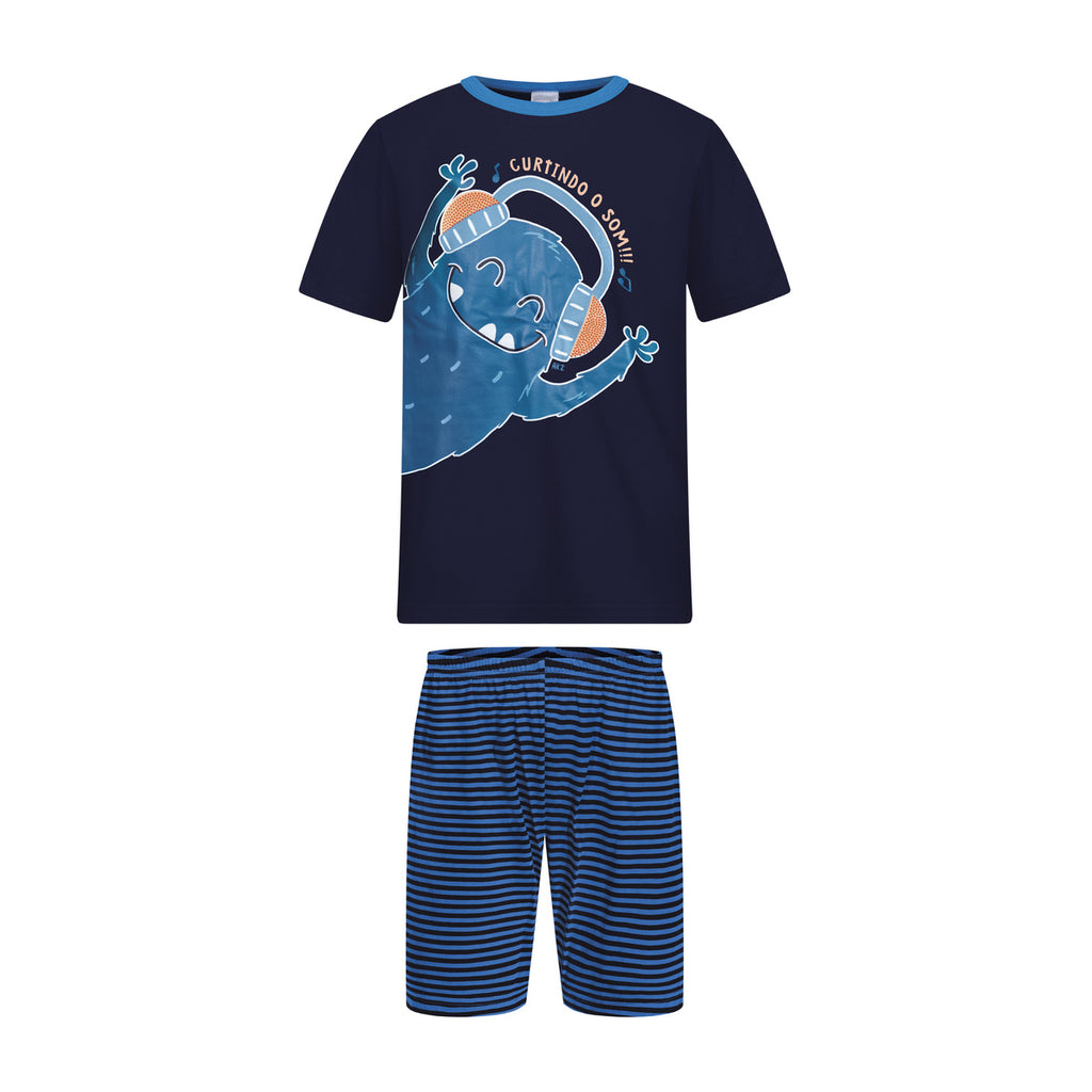 Pijama Infantil Menino Brilha no Escuro Monstrinho - Alakazoo