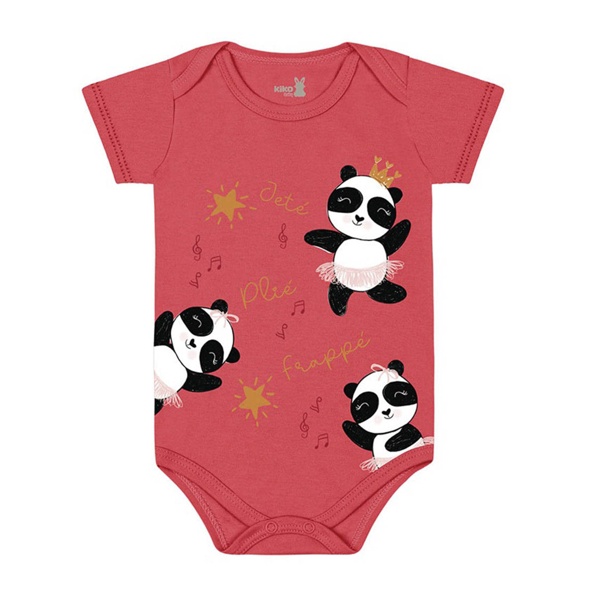 Body Manga Curta Bebê Menina Panda Bailarina - Kiko Baby