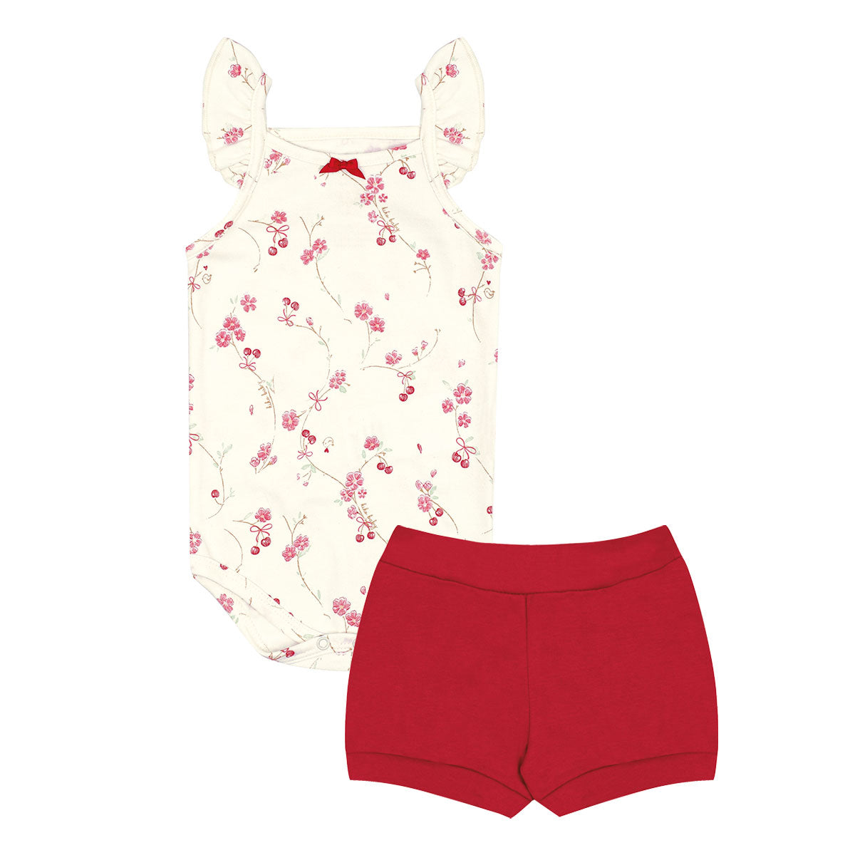 Conjunto Bebê Menina Body Alça e Short - Kiko Baby