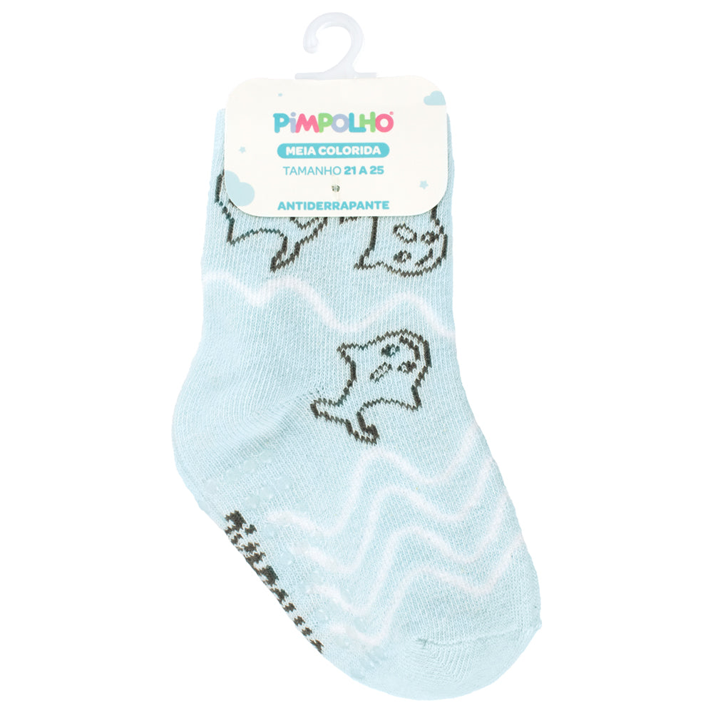 Meia Antiderrapante Bebê Menino 21-25 Tubarão - Pimpolho