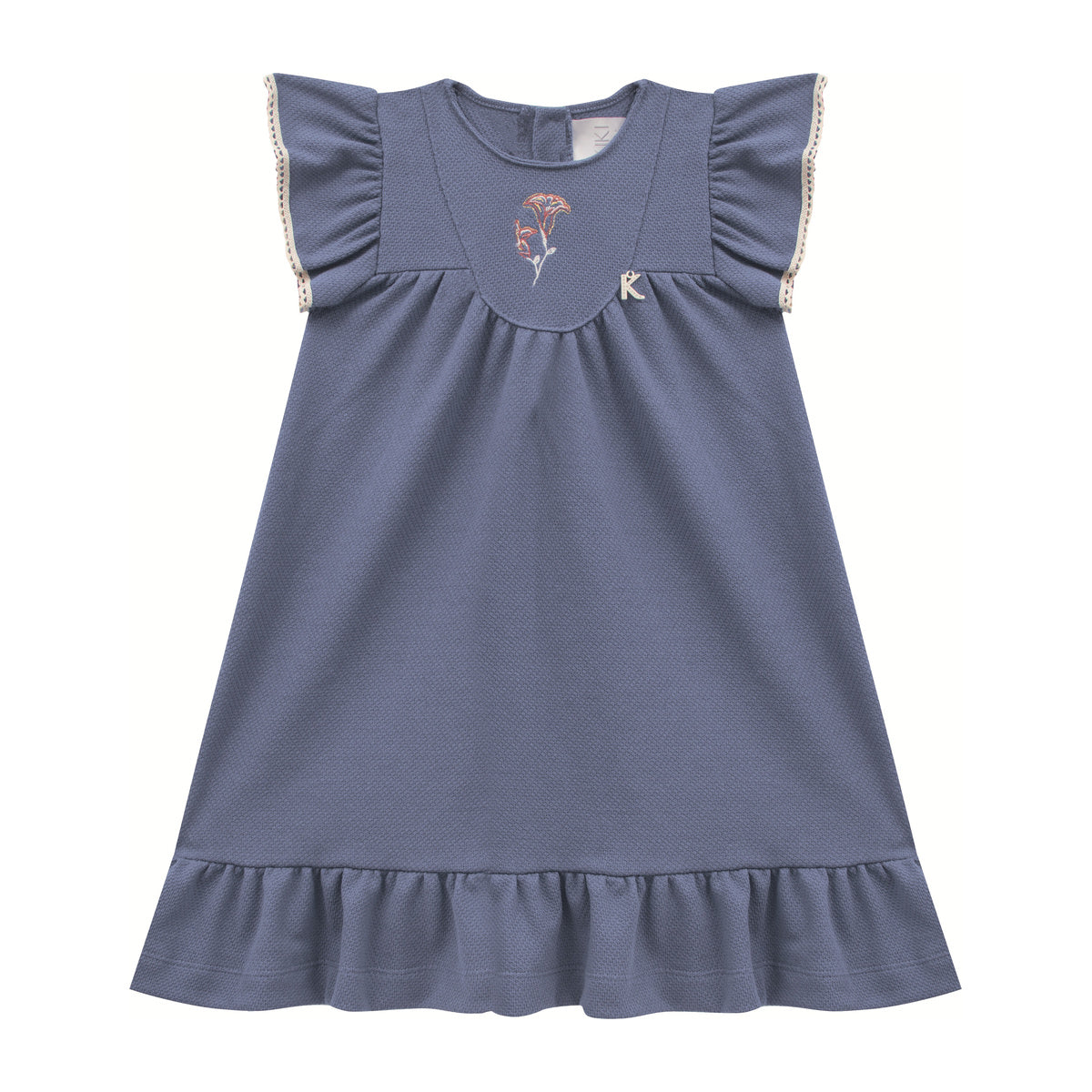 Vestido Infantil com Bordado Flor - Kiki Xodó