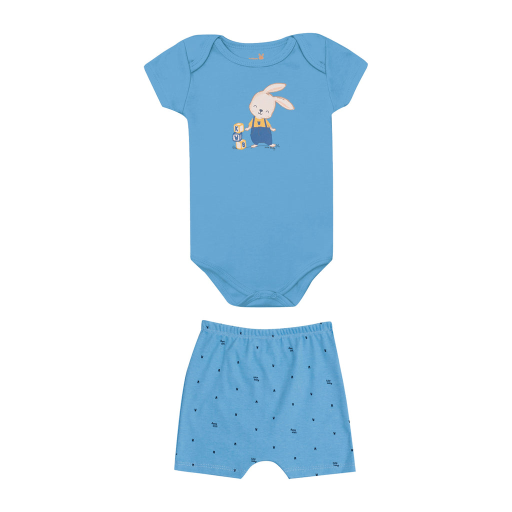 Conjunto Bebê Menino Body e Short Suedine Coelho - Kiko Baby