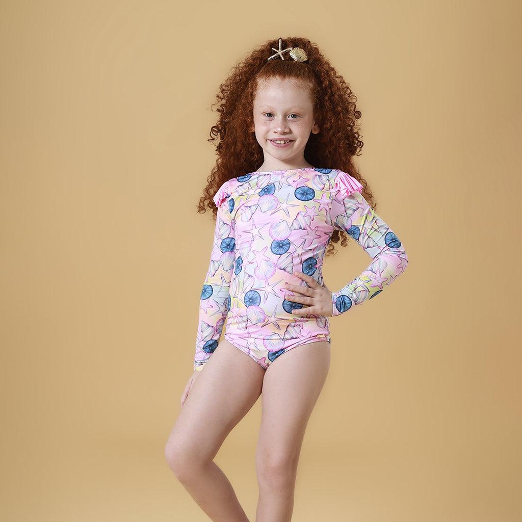 Maiô Infantil Proteção UV 50+ Conchas - Everly