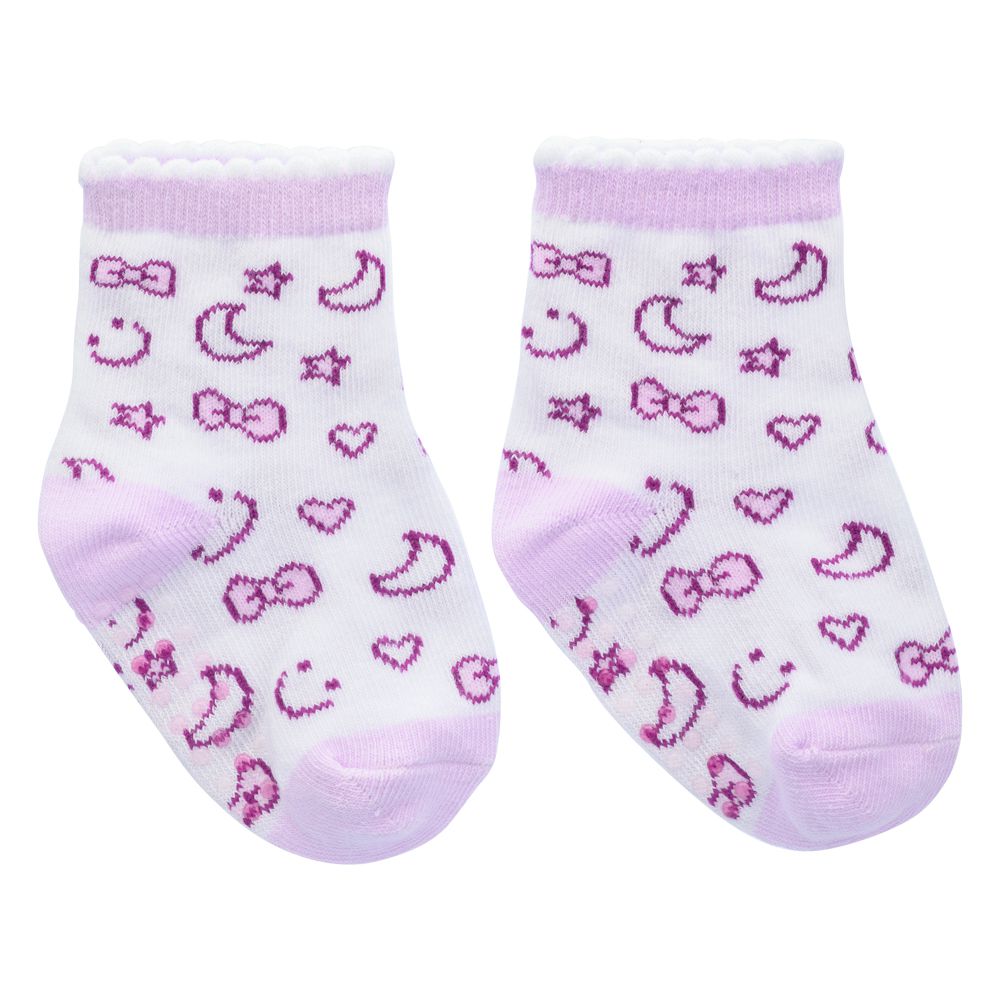 Meia Antiderrapante Bebê Menina 16-20  Lua Estrelas - Pimpolho