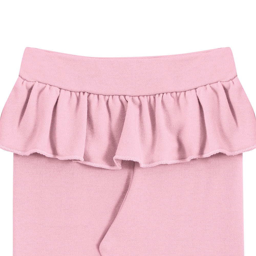 Calça Bebê Menina Suedine Babados Rosa - Kiko Baby