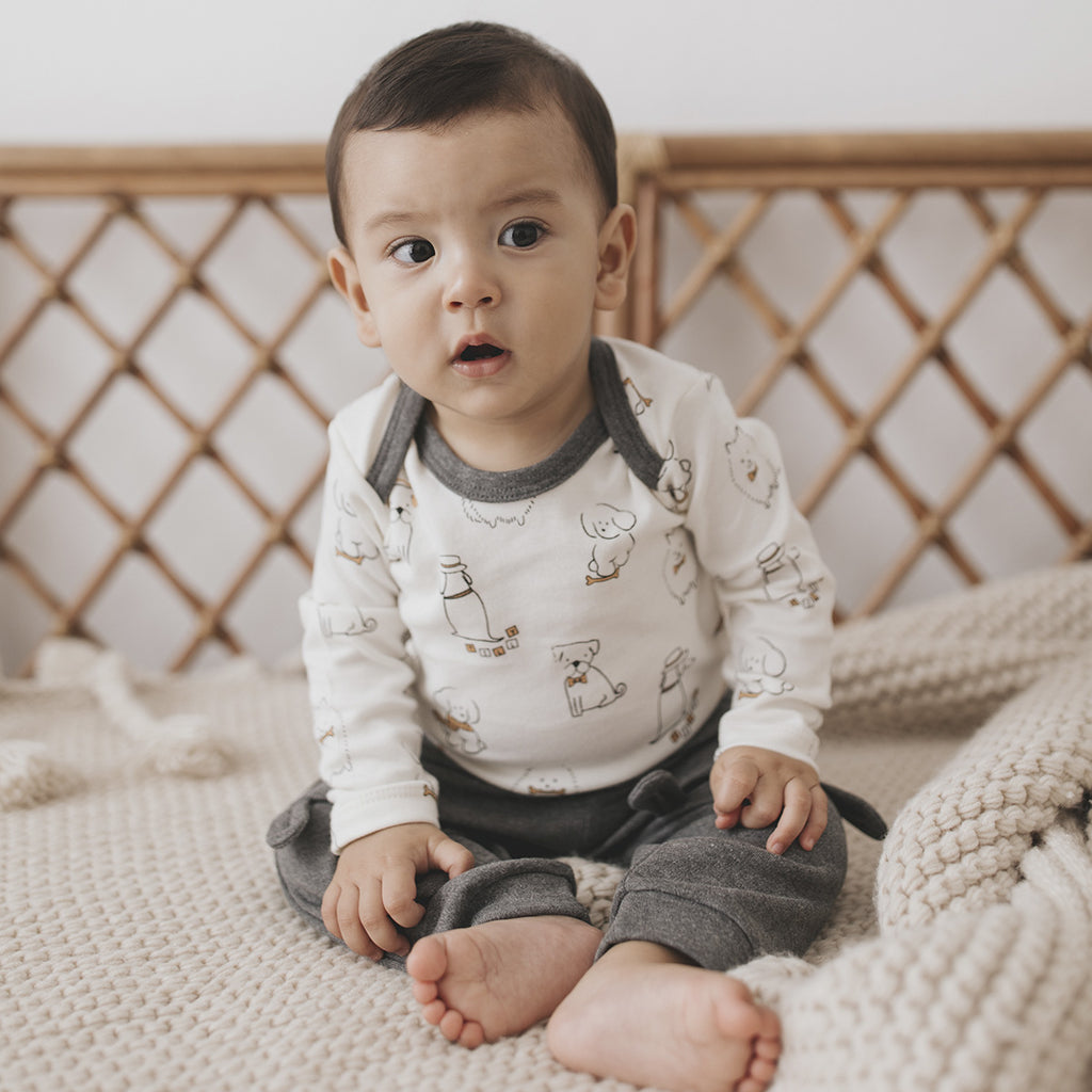 Conjunto Bebê Menino Body Longo Calça Cachorro - Tilly Baby