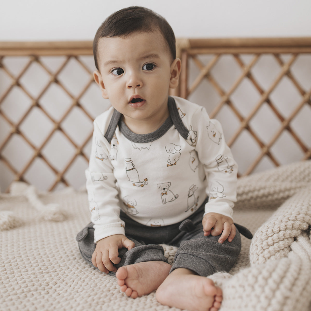 Conjunto Bebê Menino Body Longo Calça Cachorro - Tilly Baby