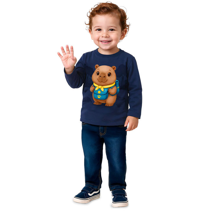 Camiseta Infantil Menino Manga Longa Capivara - Kyly