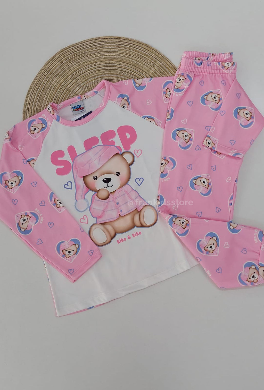 Pijama Infantil Menina em Malha Peluciada Urso - Kiko e Kika