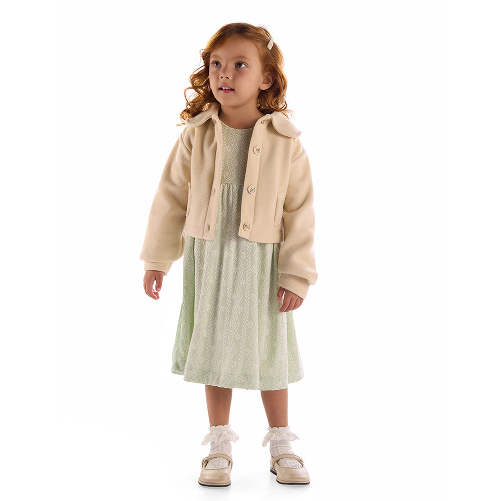 Vestido Manga Longa e Casaco Soft Infantil - Kiki Xodó
