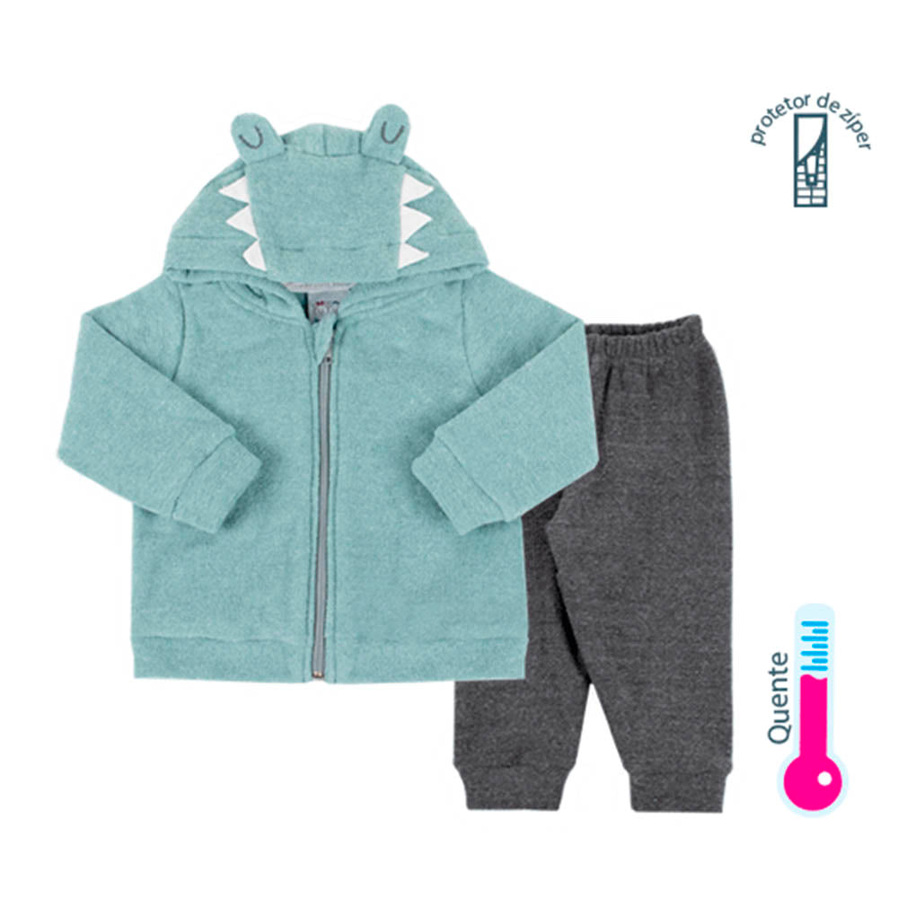 Conjunto Jacaré Jaqueta e Calça em Soft Glacê - Rosebud