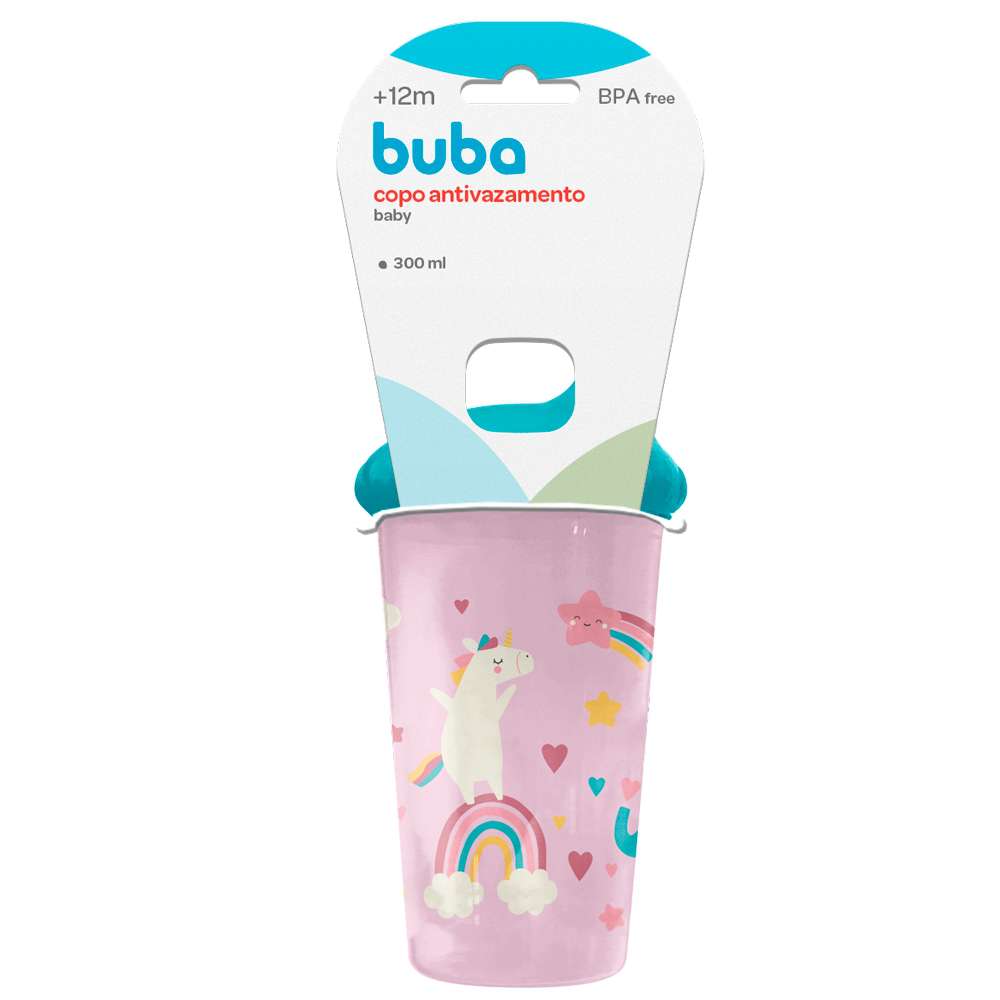 Copo de Transição Bebê Antivazamento (12+ Meses) 300ml Rosa - Buba