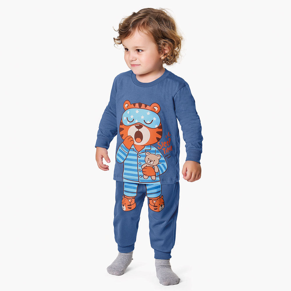 Pijama Menino em Meia Malha Brilha no Escuro Tigre - Kiko e Kika