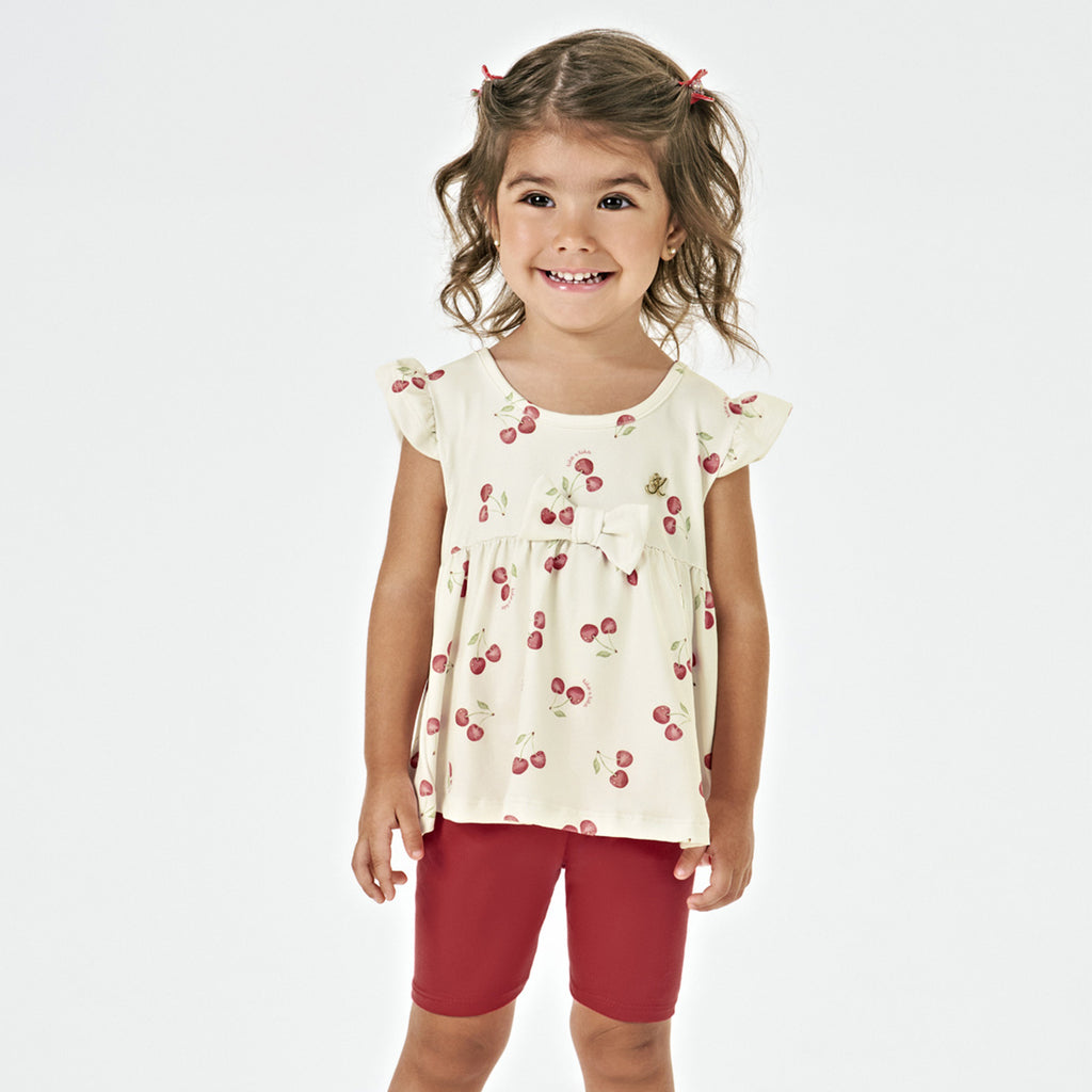 Conjunto Menina Bata e Ciclista em Cotton - Kiko e Kika