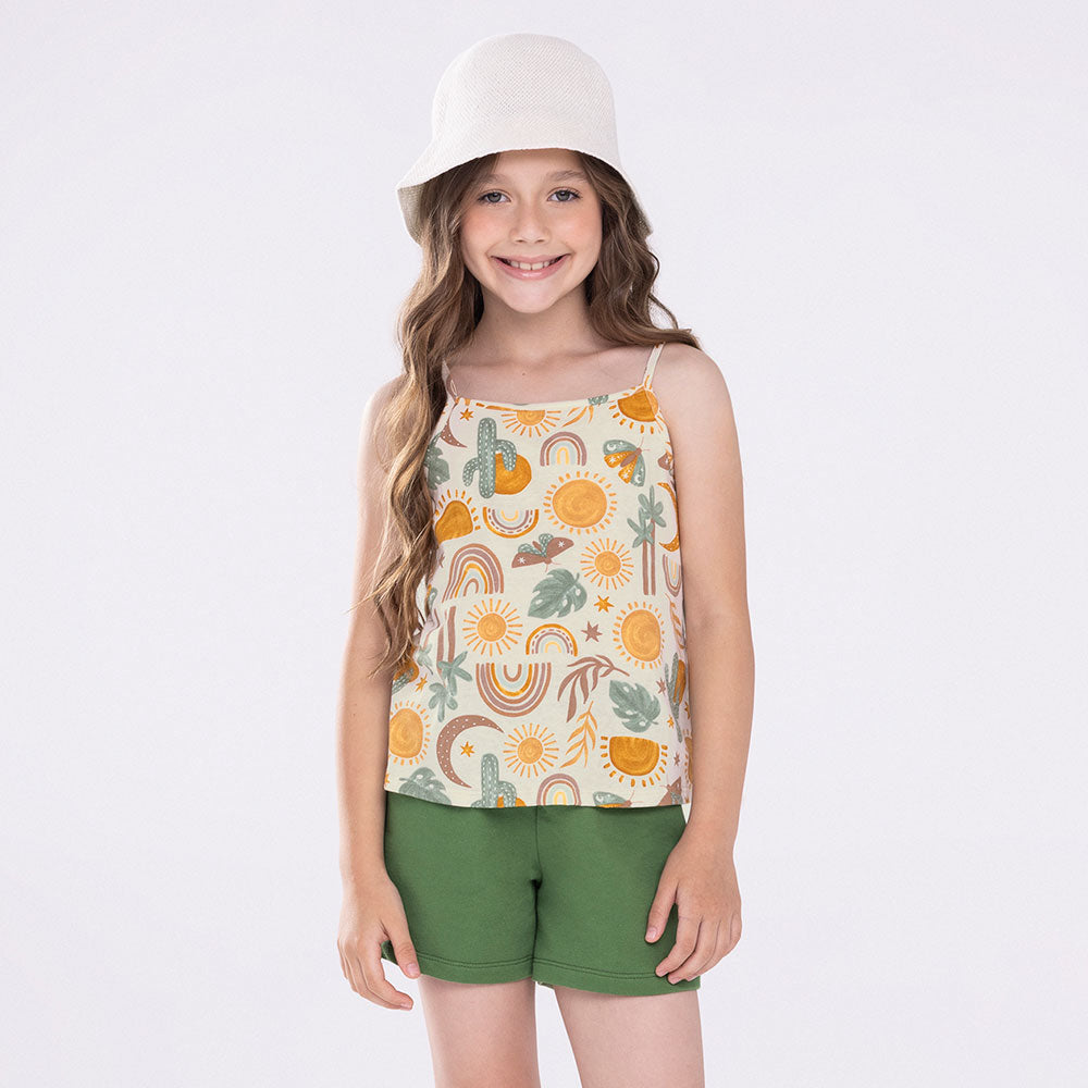 Conjunto Infantil Menina Blusa Estampada e Short - Alakazoo