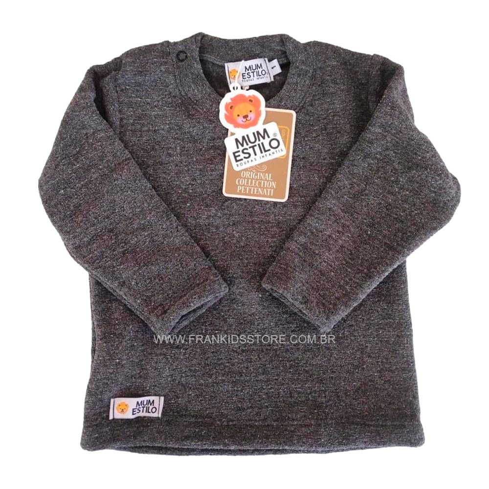 Blusa Infantil Grossa de Inverno Soft Glacê Cinza - Mum