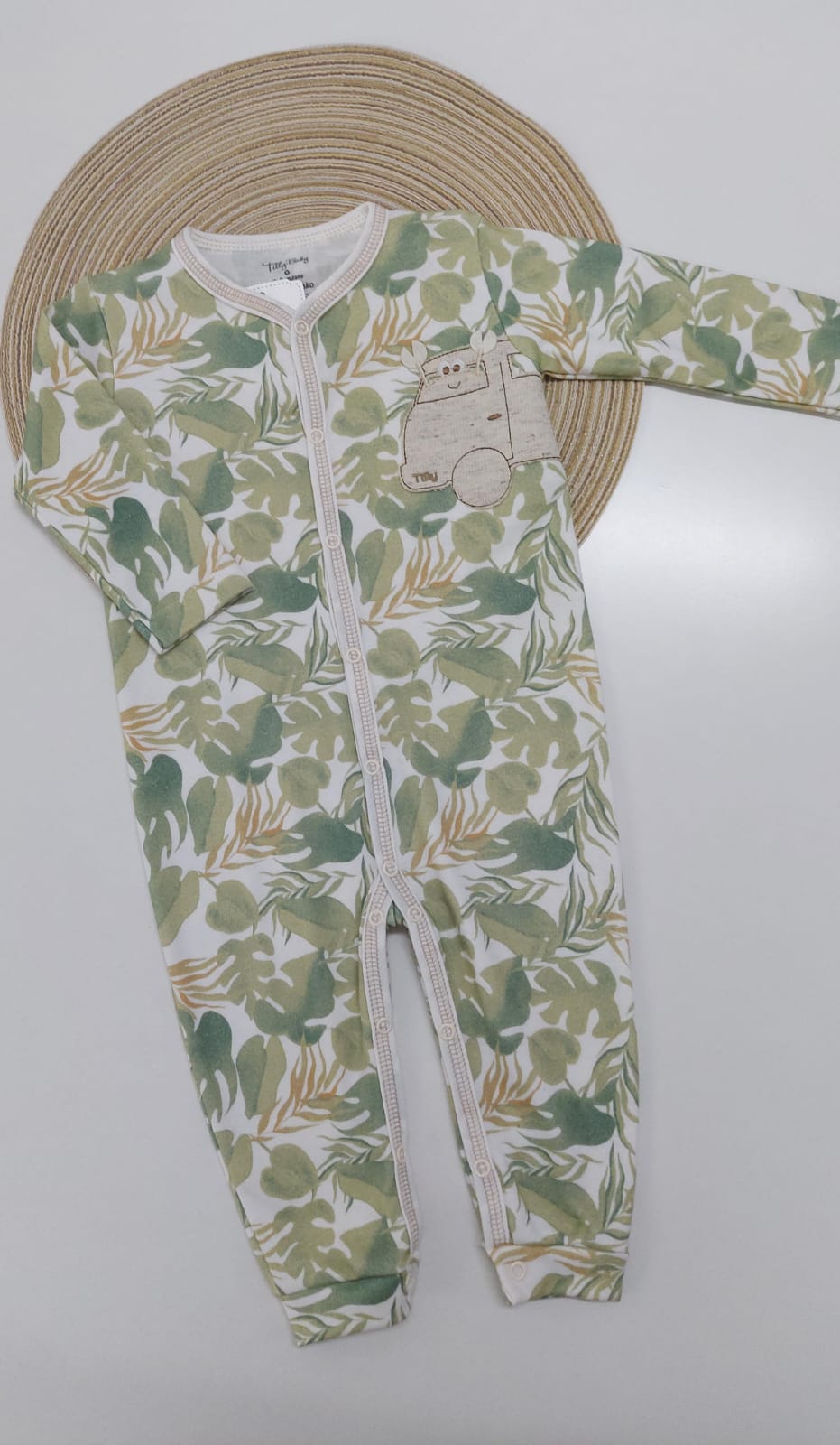 Macacão Longo Masculino Suedine Folhagem Kombi - Tilly Baby