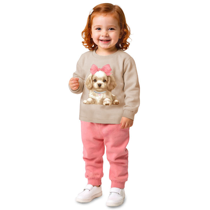 Conjunto Infantil Menina Moletom Peluciado Cachorrinho - Kyly