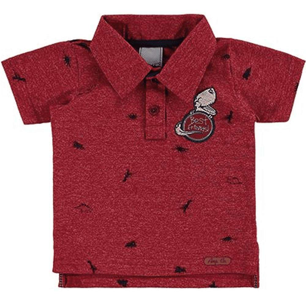 Camisa Polo Menino Vermelha Com Bordado - Angerô