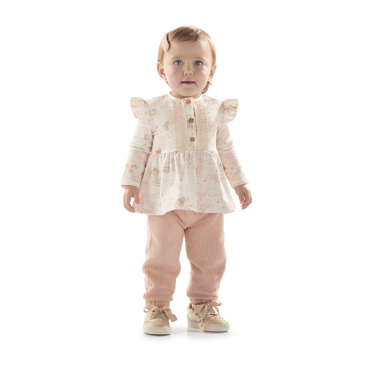 Conjunto Bebê Menina Bata e Calça Soft Canelado - Kiki Xodó