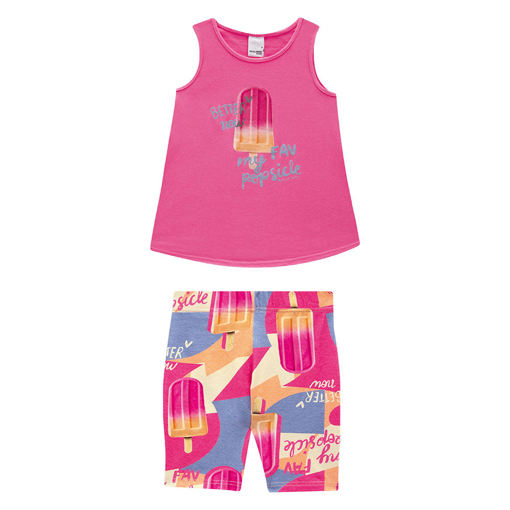 Conjunto Infantil Menina Bermuda Ciclista Sorvete - Malwee Kids