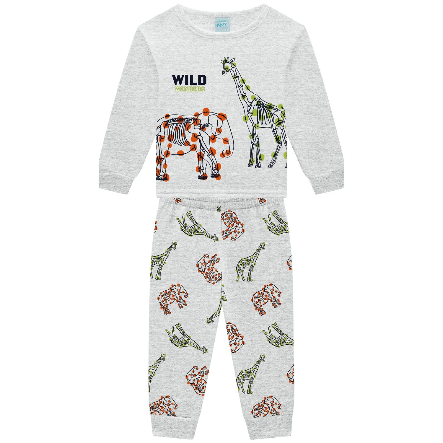 Pijama Infantil Moletom Peluciado Brilha no Escuro Wild - Kyly