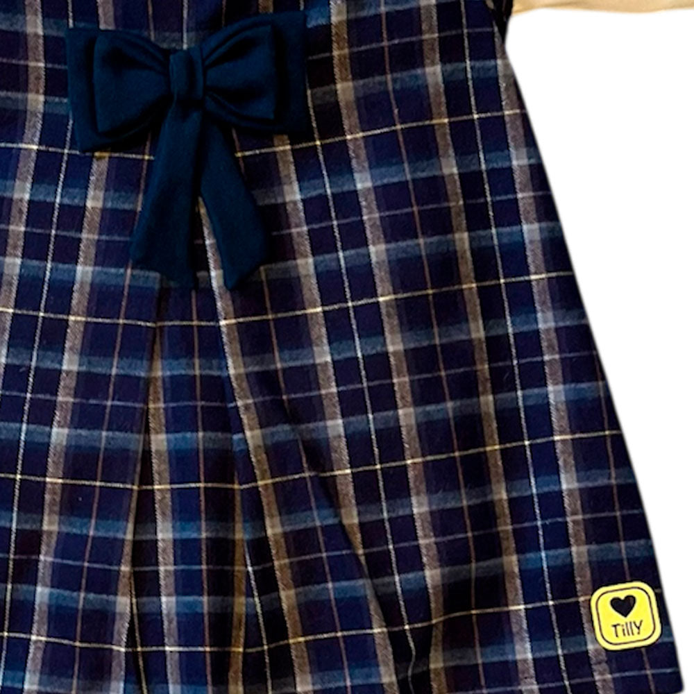 Vestido Bebê Xadrez e Body Manga Longa Com Gola - Tilly Baby