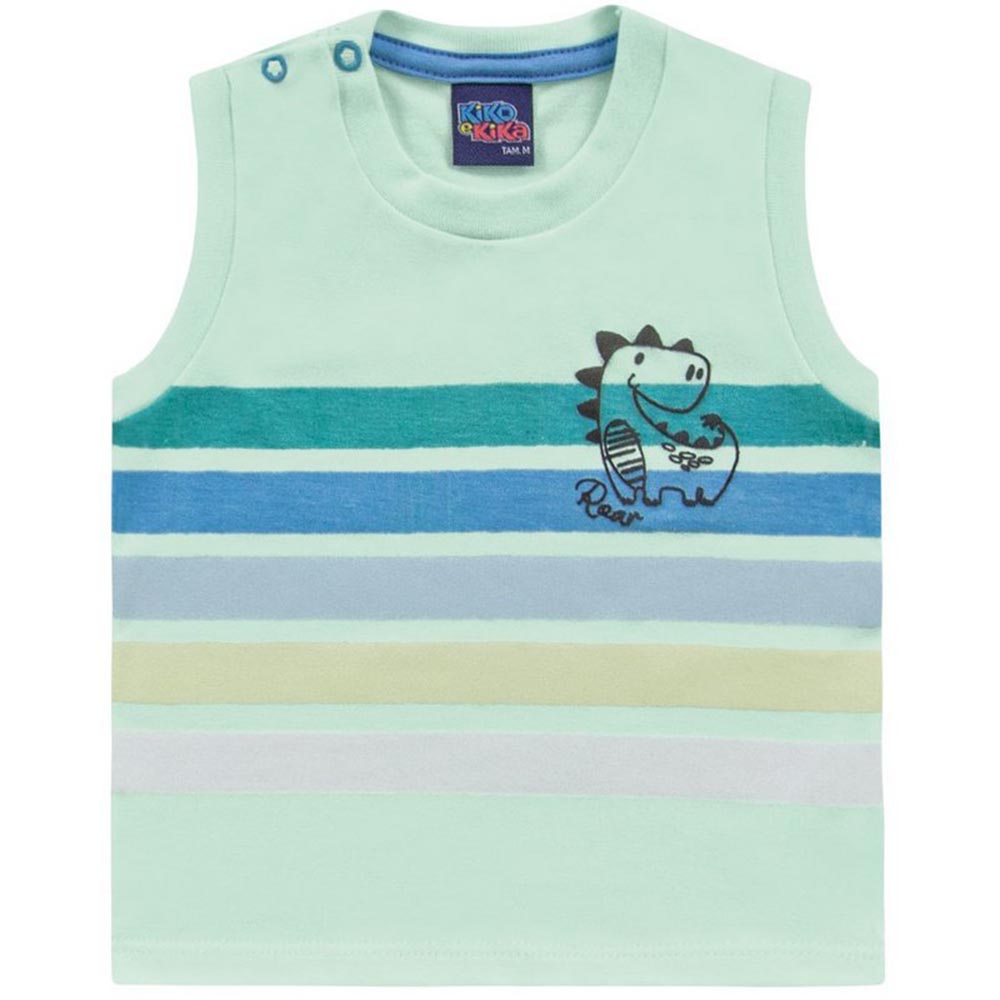 Regata Meia Malha Dino Verde Onda - Kiko e Kika