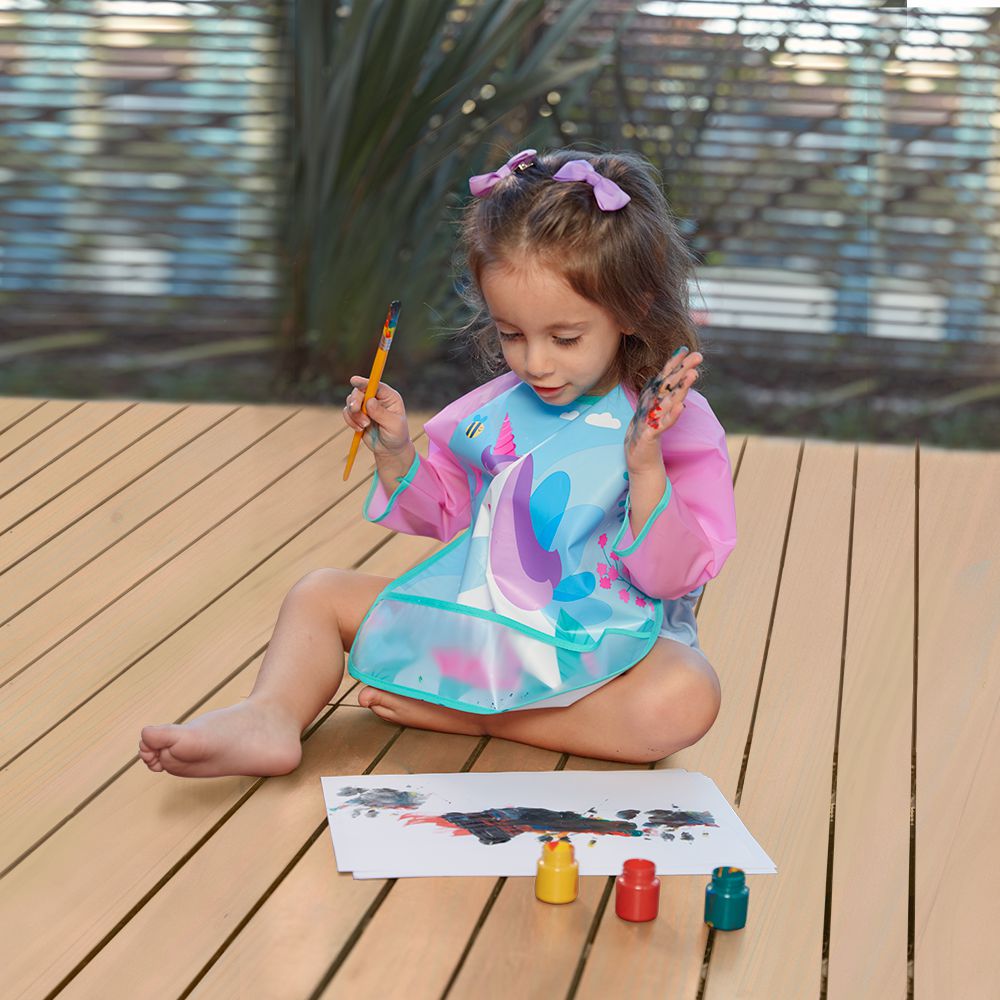 Babador Com Manga Impermeável Para Alimentação Menina - Buba