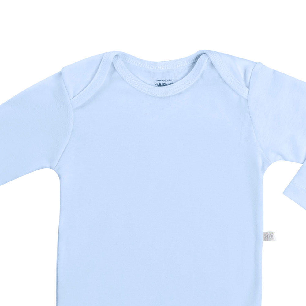 Body Manga Longa Bebê Menino Liso em Ribana Azul - Have Fun