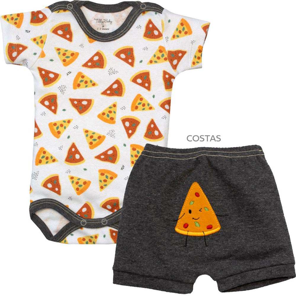 Conjunto Body e Short Pizzas - Tilly Baby