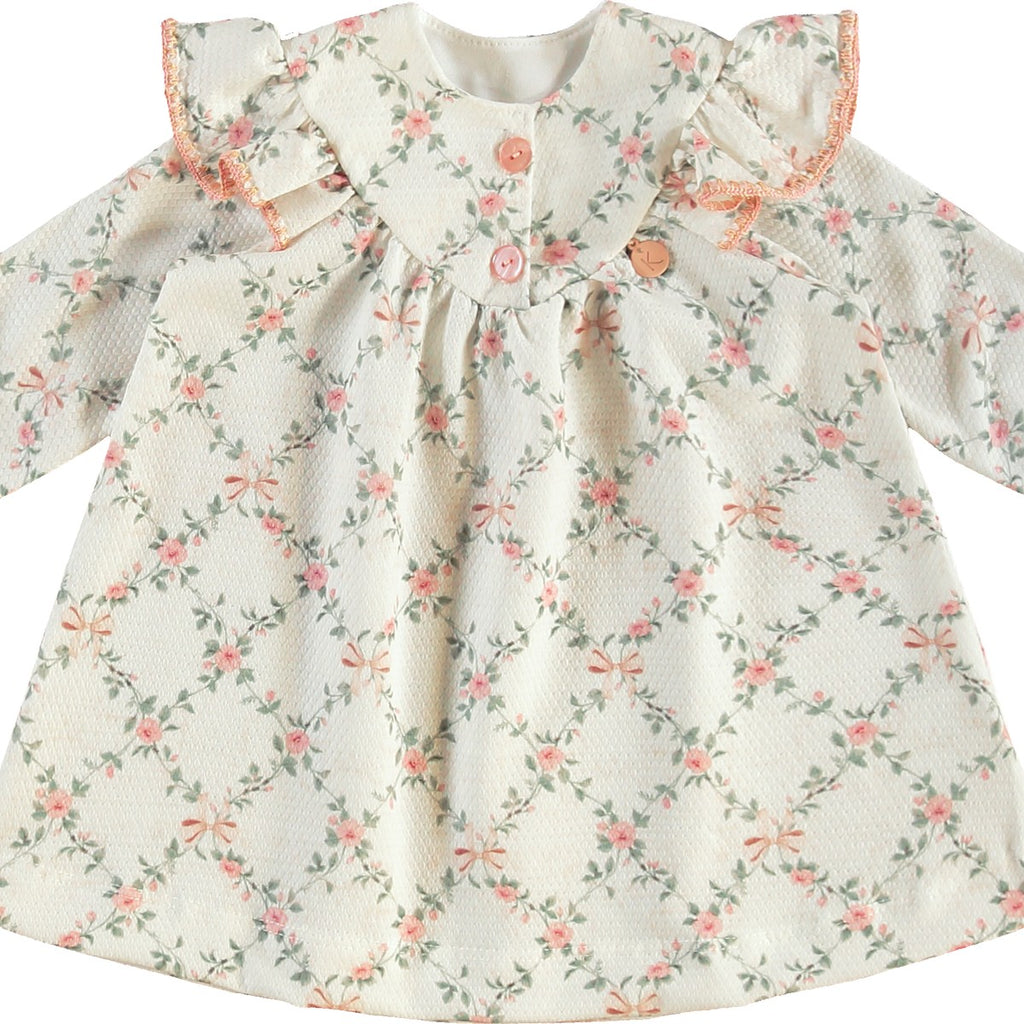Vestido Bebê em Malha Texturizada Flores - Kiki Xodó